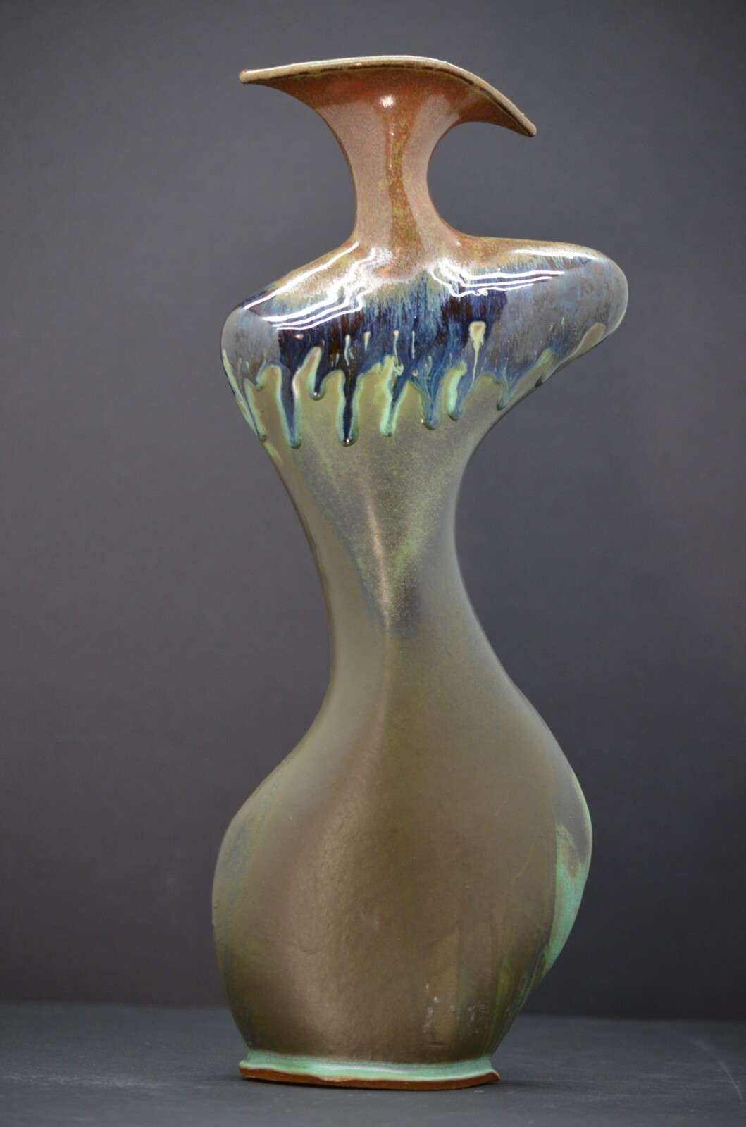 Studio Art Handcrafted Pottery Vase Jack in the Pulpit with Artist Mark