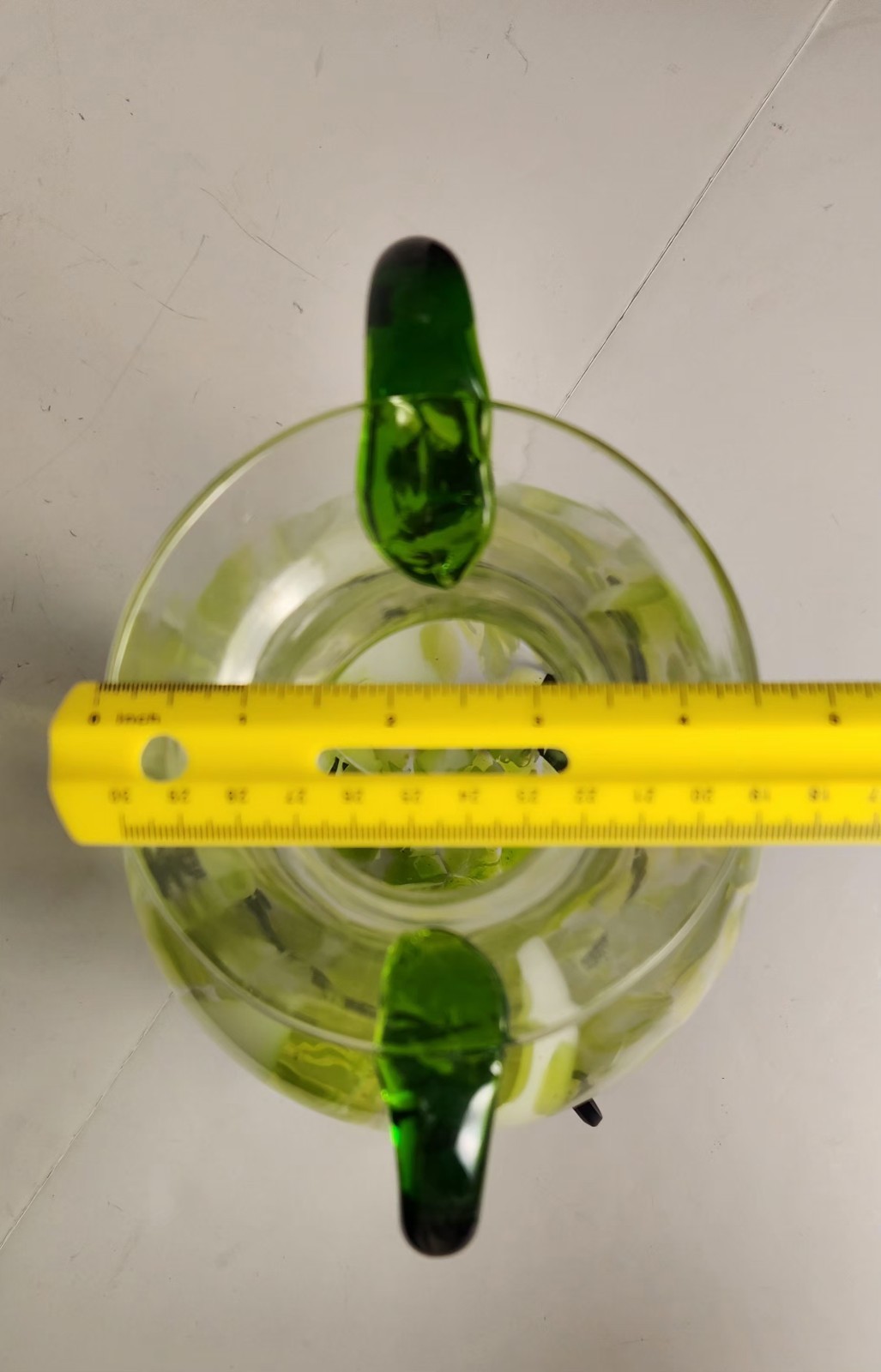 VTG Yalos Murano Glass Variegated Green Amphora Vase With Cast Iron Metal Stand