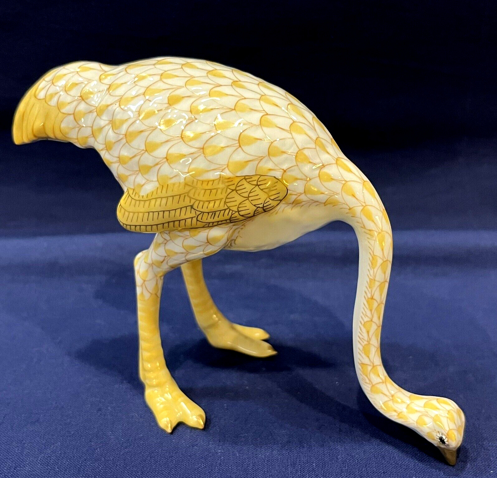 Herend Figurine – Ostrich – Butterscotch Yellow Fishnet