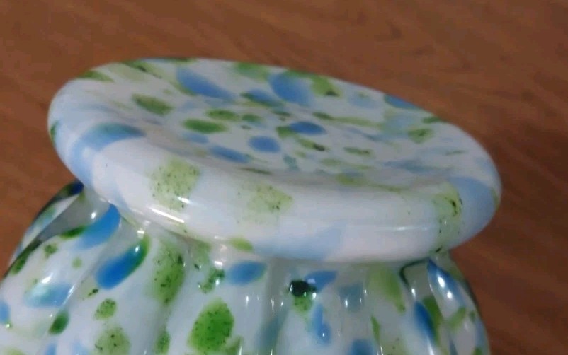 VTG FENTON VASA MURRHINA GLASS 14″ TALL VASE BLUE GREEN ADVENTURINE MINT!
