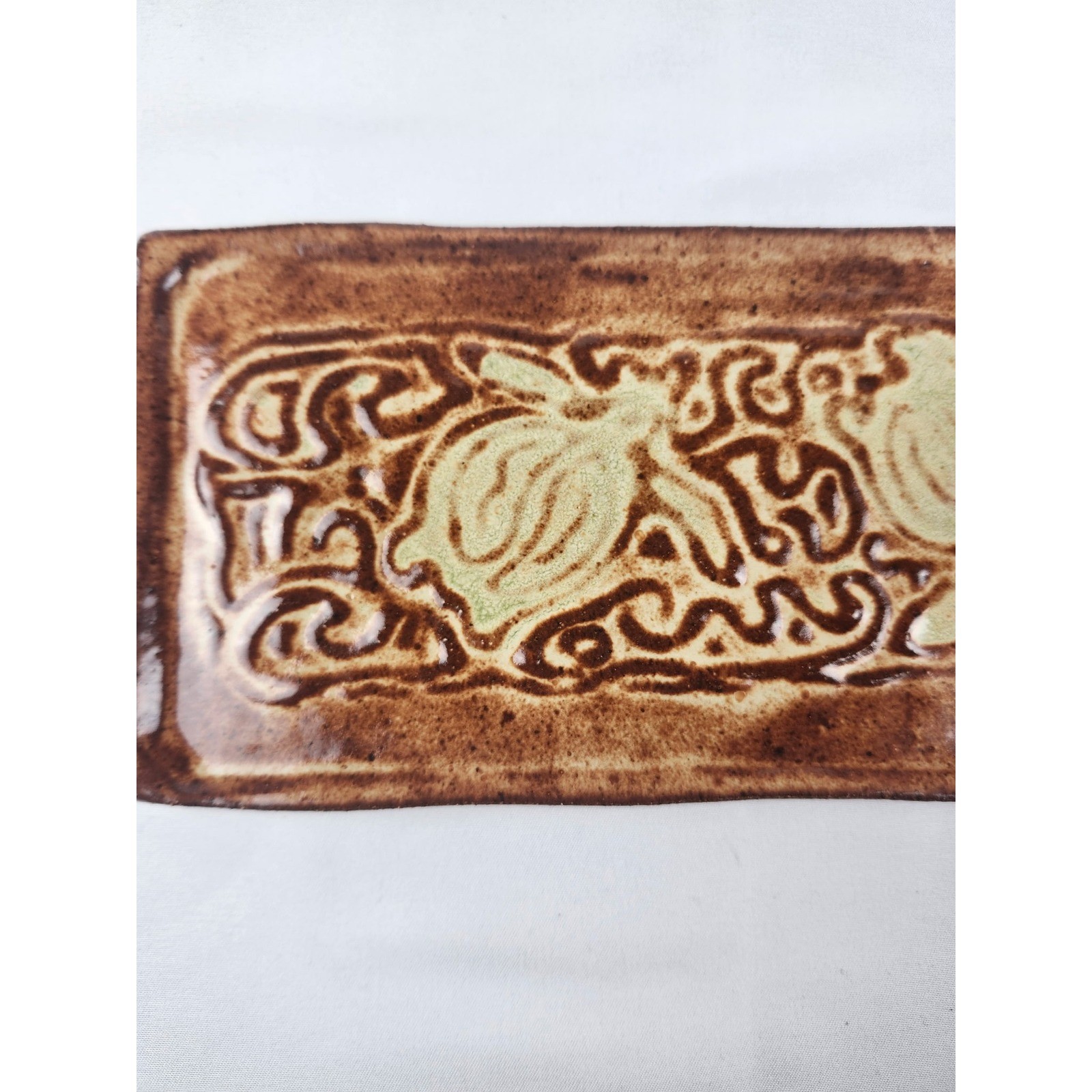 Beth M Signed Studio Pottery Wall Plaque Turtle Tile Art Handmade Ceramic Decor