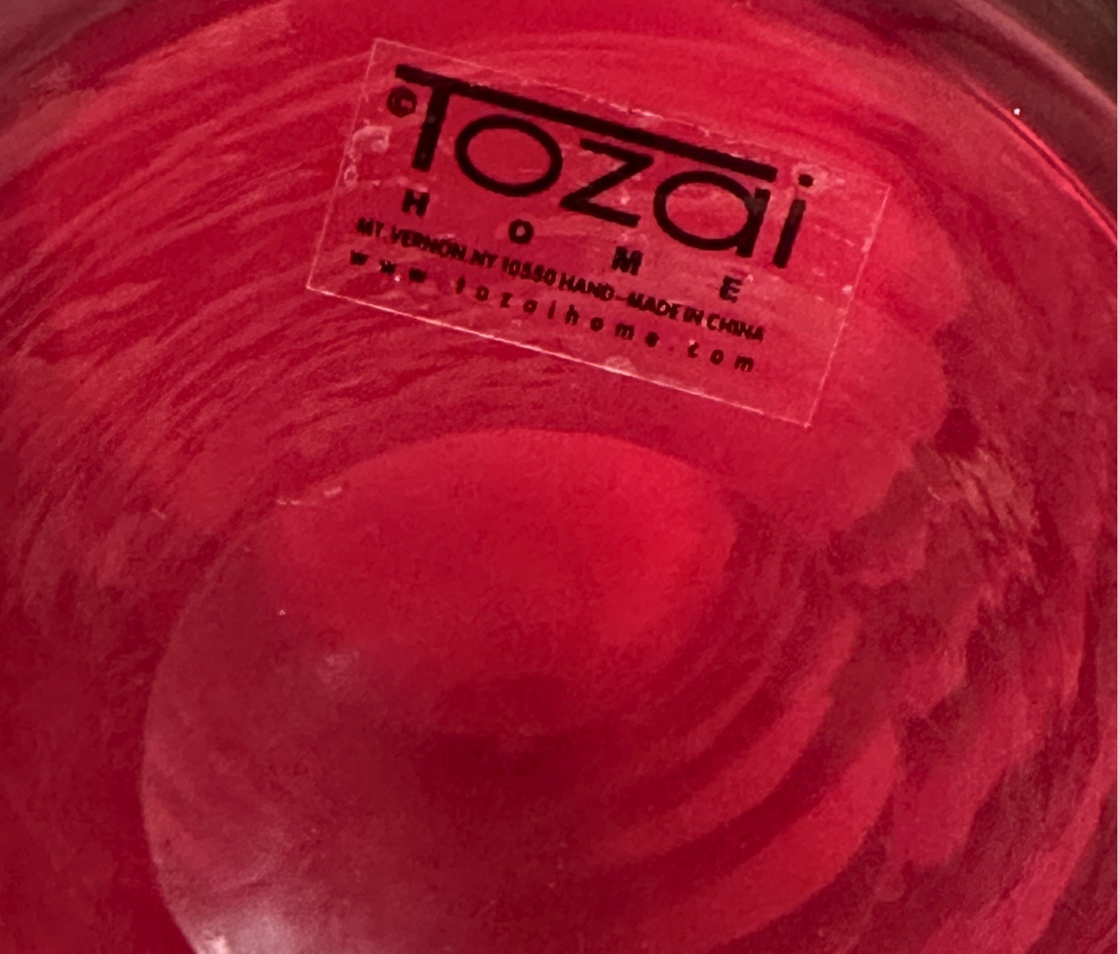 Tozai Home Red Glass Hurricane Candle Holder Amber Wrapped Glass Vase 8”