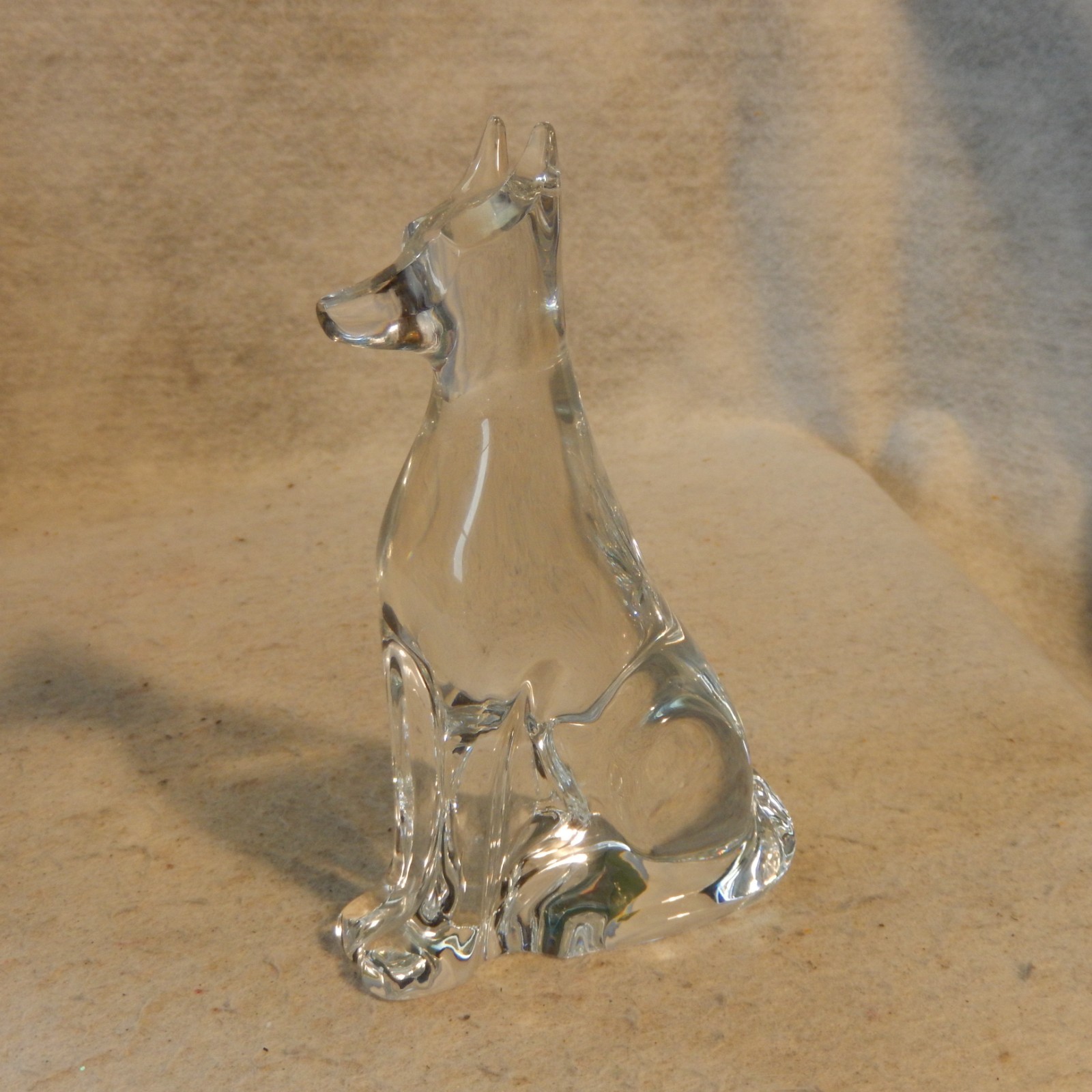 BACCARAT French Crystal Art Glass DOG Figure Shepherd Statue Tall Paperweight