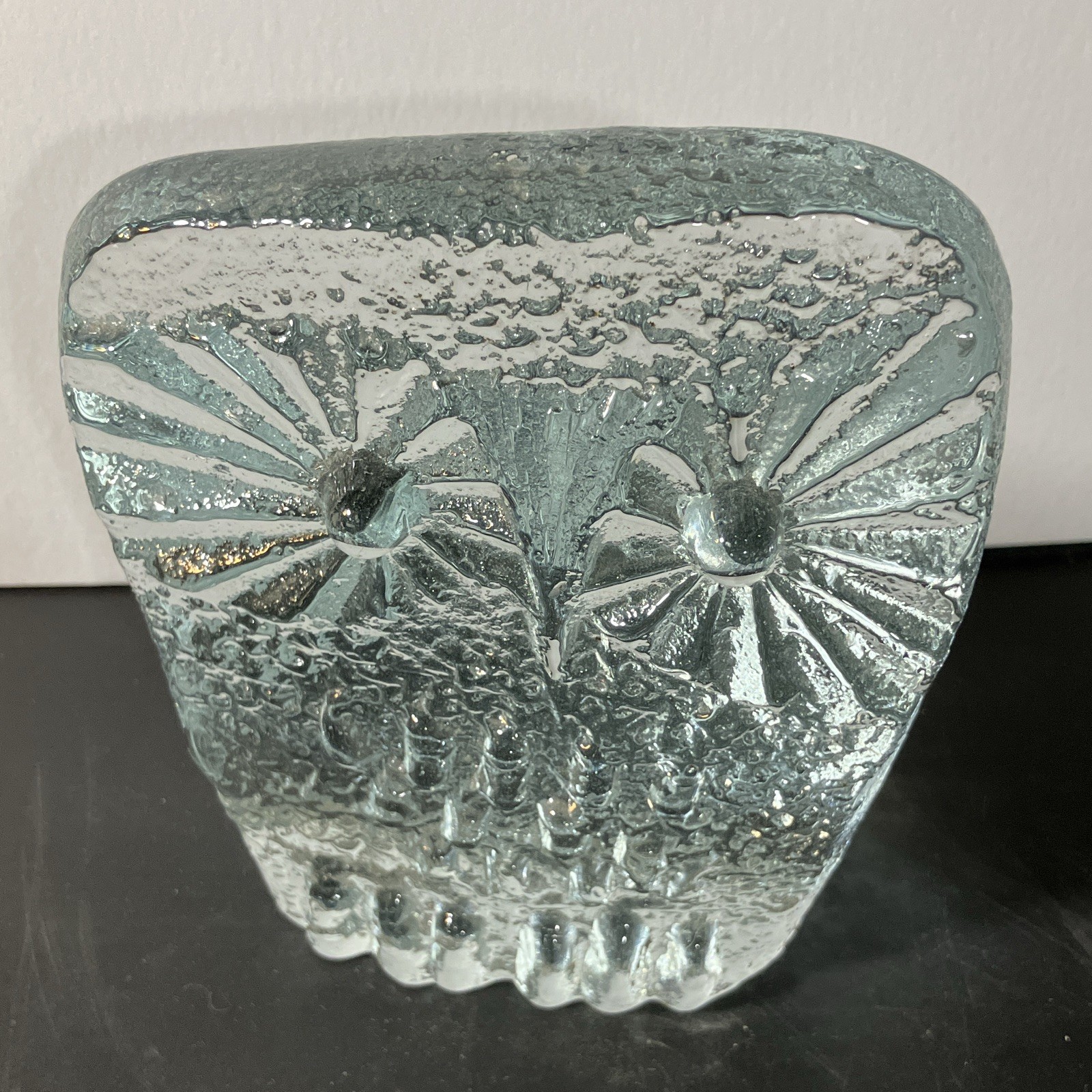 Clear Textured Molded Glass Owl Paperweight Decorative Clear Glass Paperweight
