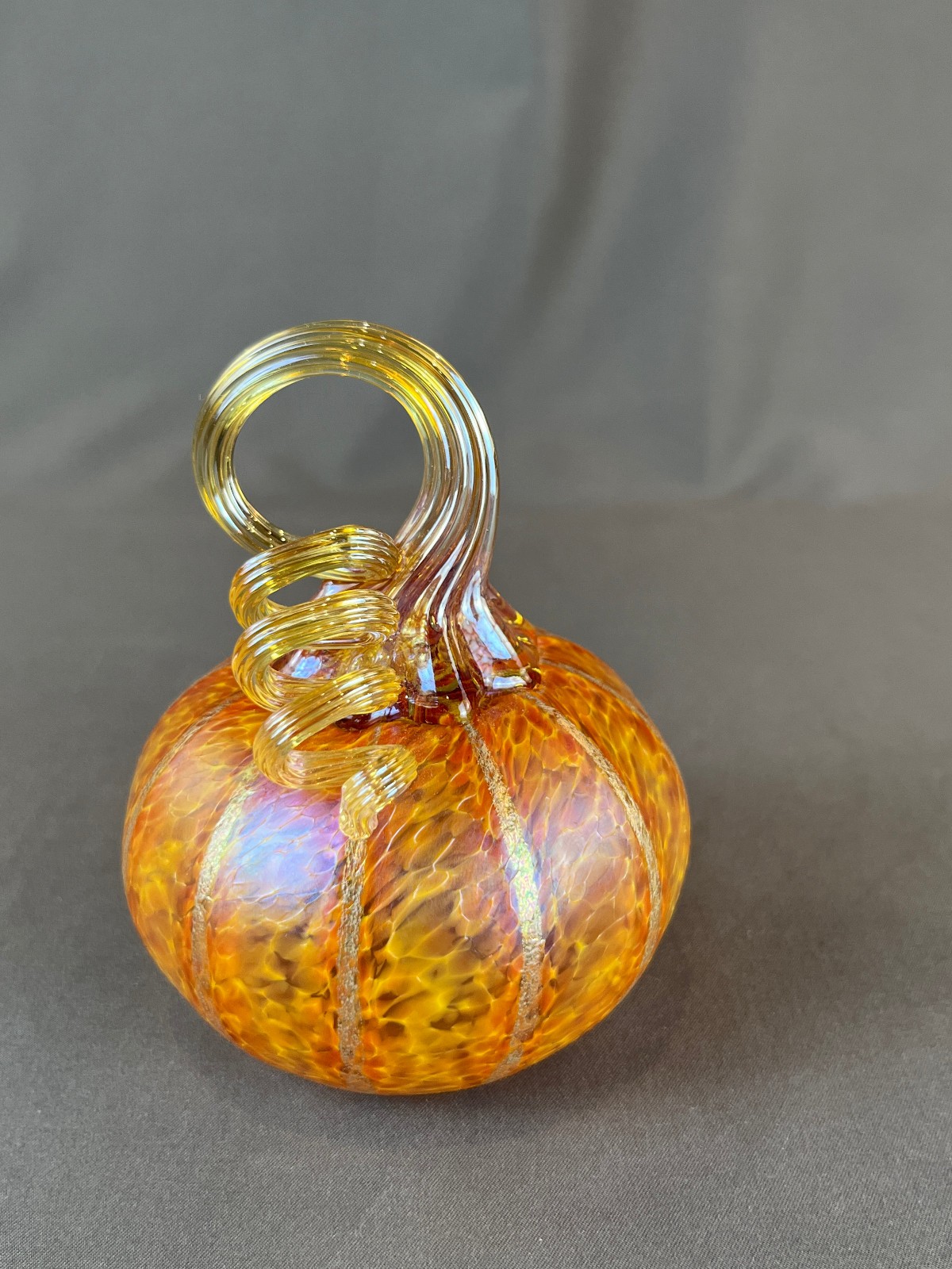 The Furnace Blown Glass SUNRISE ORANGE 4 ½” Pumpkin Signed Corey Silverman: MINT