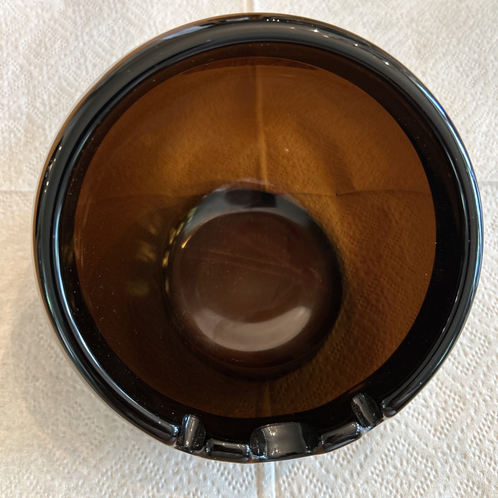 Vintage Viking Lg Orb Sphere MCM Mid Century Amber Glass Cigarette Cigar Ashtray
