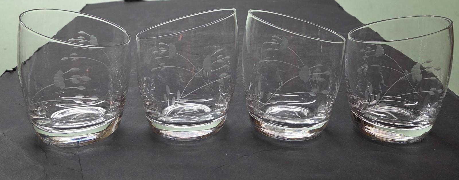 Princess House Heritage 4pc Set Crystal Candle Votive Holders #6311 Slanted Top