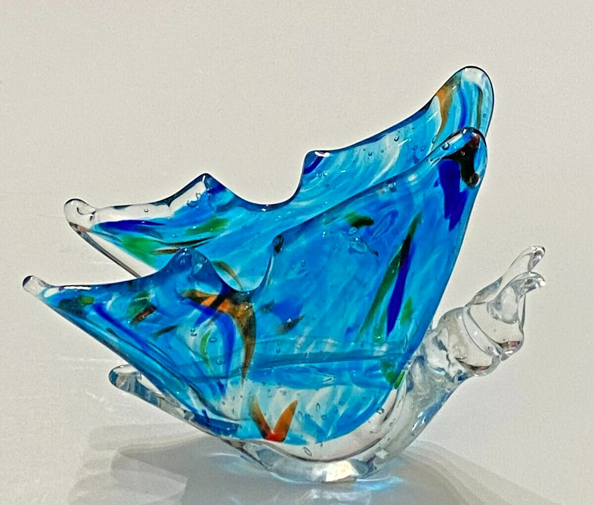 NEW ART GLASS 5 INCH BUTTERFLY PAPERWEIGHT HOME TABLE DECOR FREE SHIP
