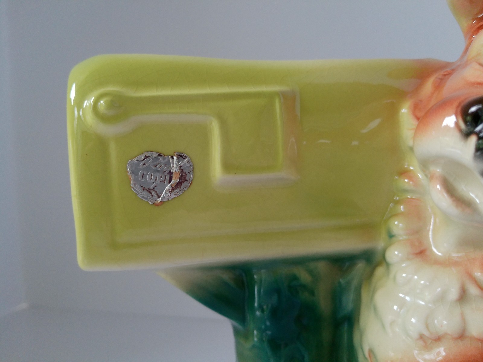 Vintage 1950’s Royal Copley Puppy DOG At Mailbox Flower Succulent Planter 8″