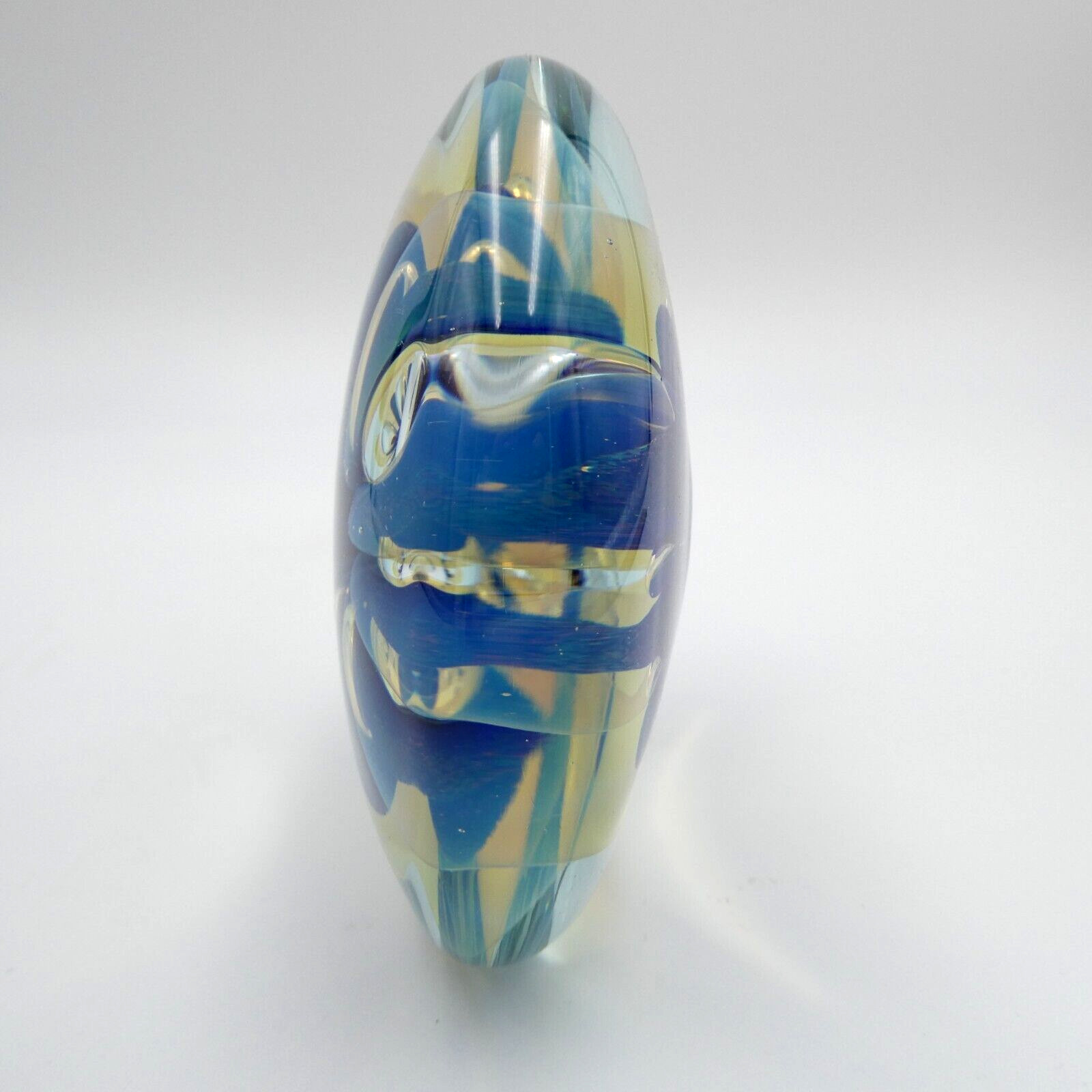 Eickholt Sea Anemone Paperweight Cobalt Hand Blown Dichroic Glass Signed 1997