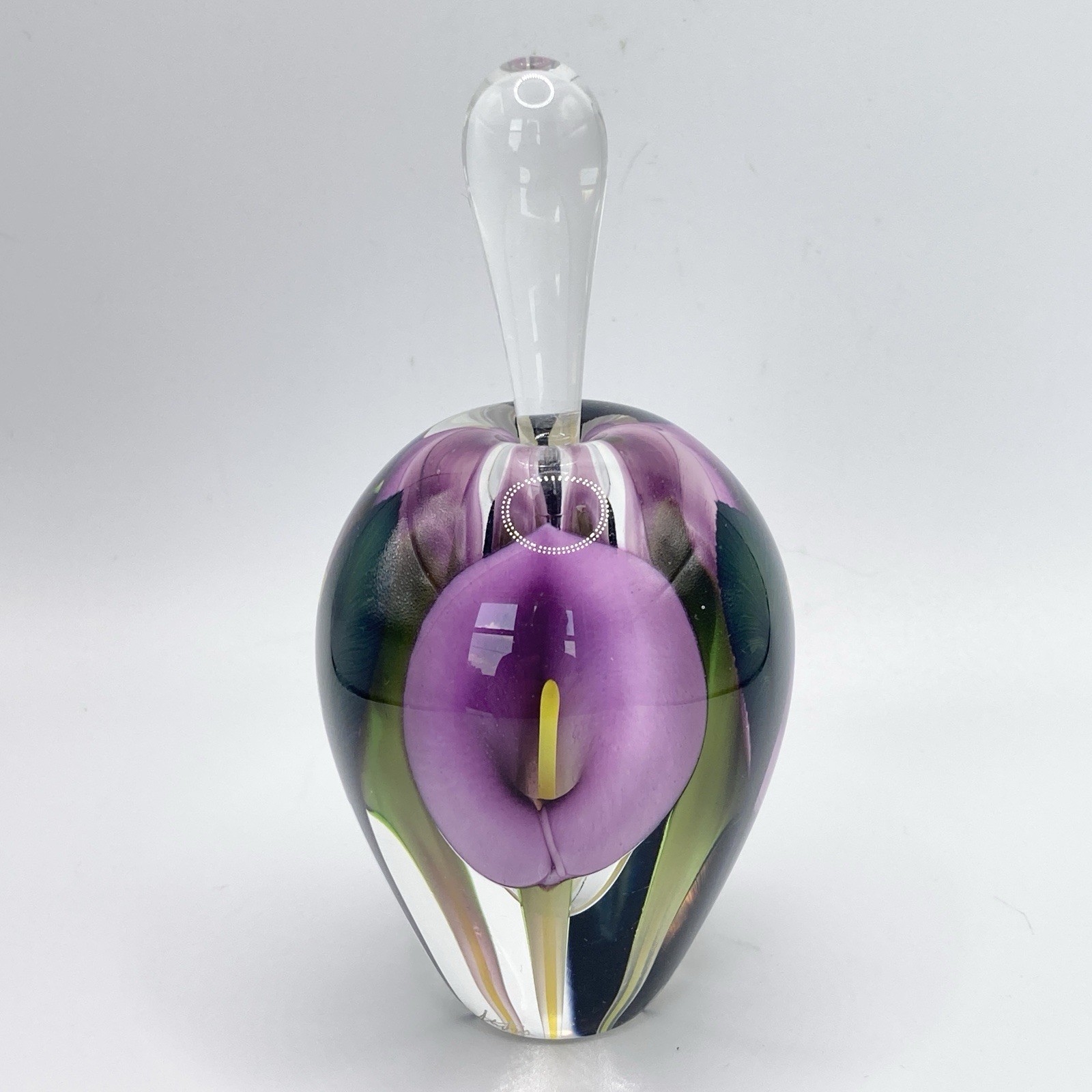 Lotton Studios Scott Bayless Calla Lily Art Glass Paperweight Perfume Bottle