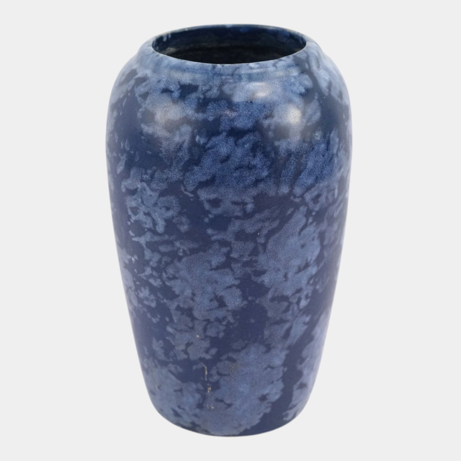 Brush McCoy Art Pottery Mottled Blue Art Deco Slightly Tapered Form Ceramic Vase