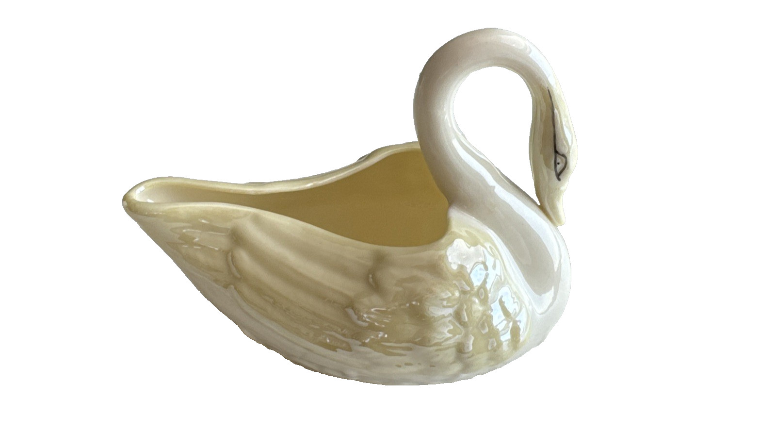 Belleek Luster Swan Vintage Porcelain Creamer Figurine 6th Green Mark Ireland