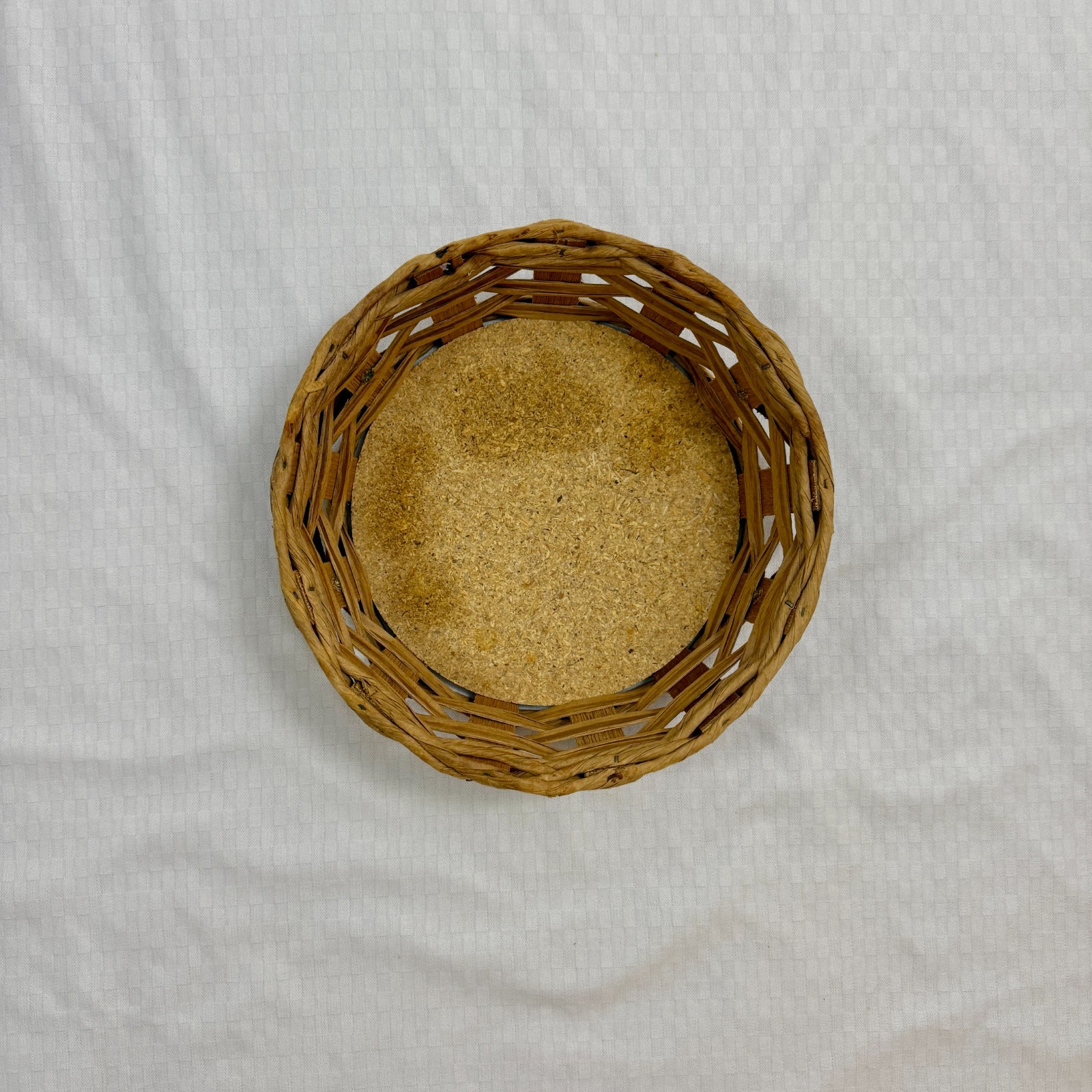 Pyrex Woven Basket Carrier for 2 Qt Round Casserole w Leather Handles Vtg