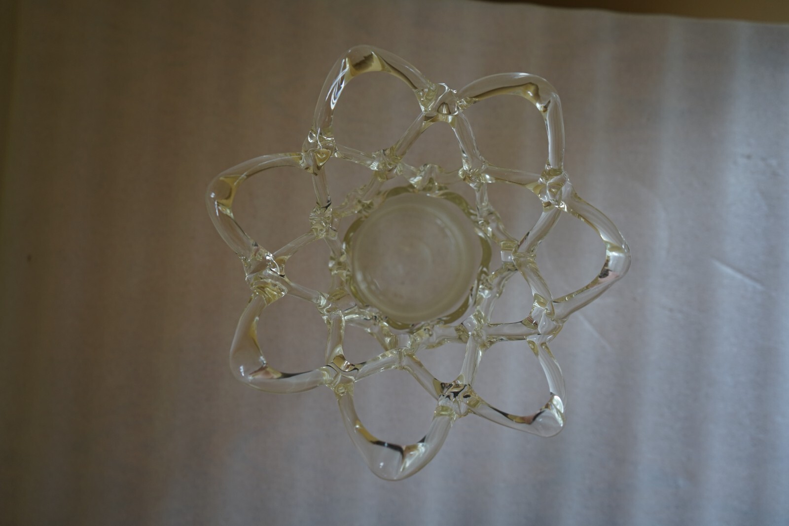 Vintage Handcrafted Murano Clear Open Lattice Vase, Woven, Mid Century