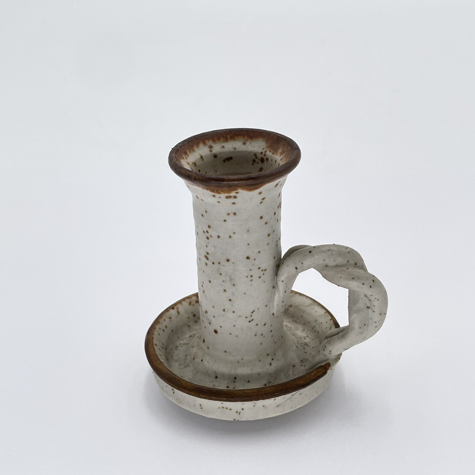 Hand Thrown Candle Holder 3″ Tall Signed by Artist