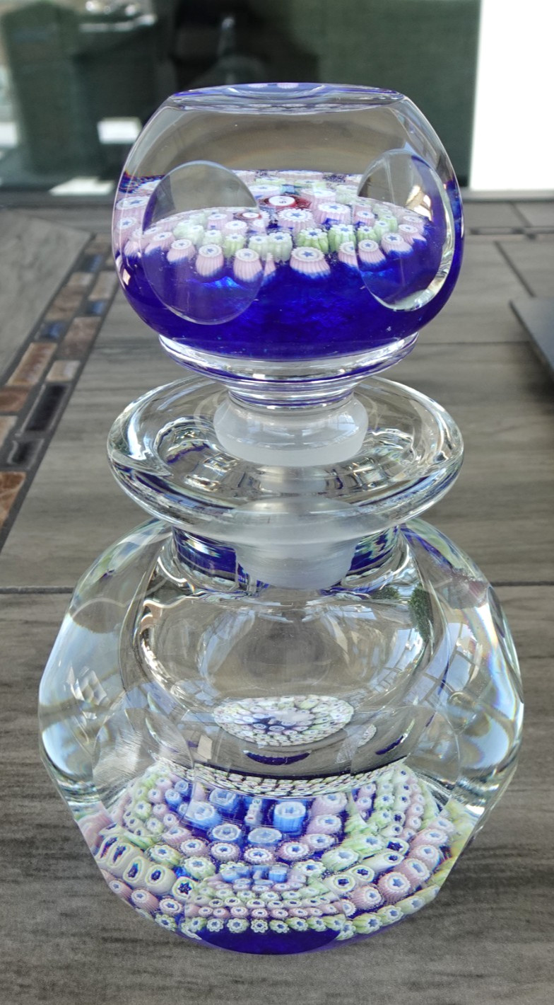 Large John Deacons StK Cane Millefiori Paperweight Style Inkwell Bottle Faceted