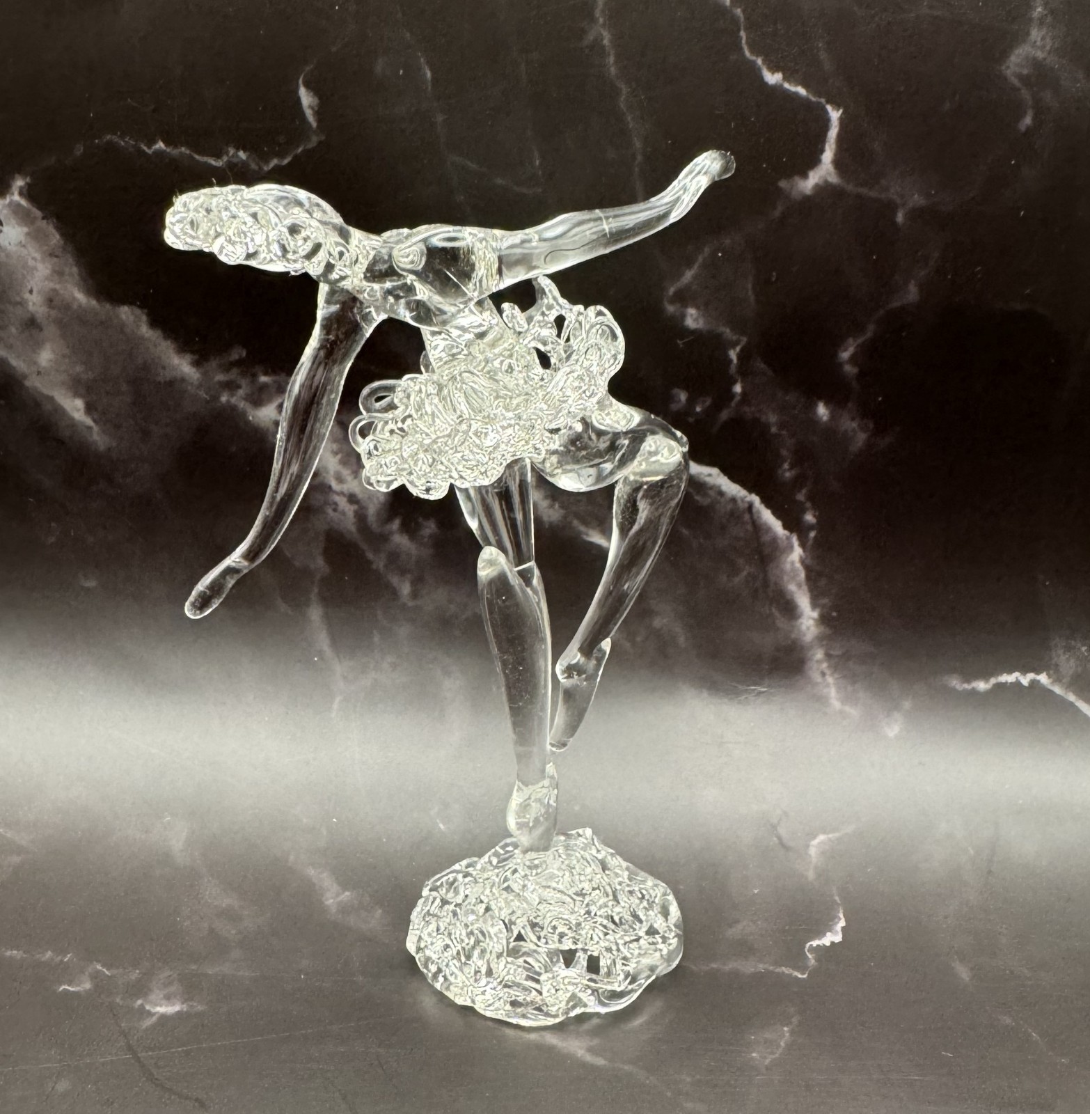 Vintage Spun Art Glass Ballerina Ballet Dancer Handmade Figurine 3.8″ Tall