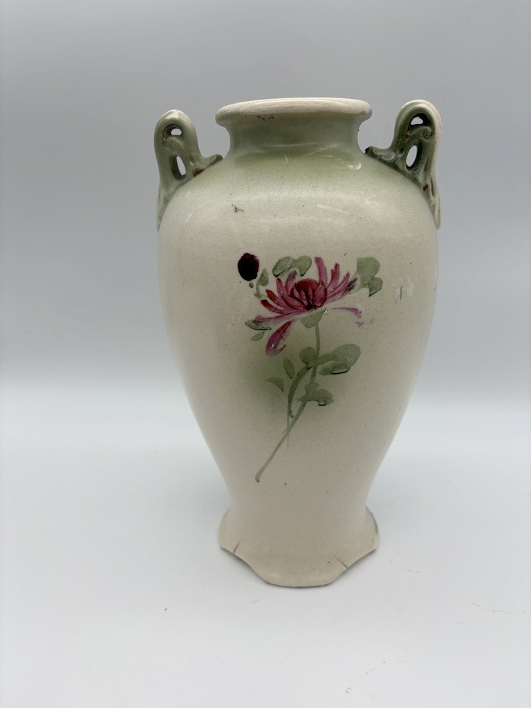Antique Vase Hand Painted made in the late 1800’s pre 1921 Floral 10 1/4″ tall