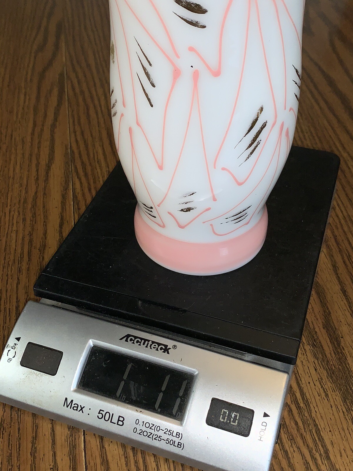 RARE SINCLAIR Glass Vase Modern Tone Pink-Gold 8”t Museum of Modern Glass W.Virg