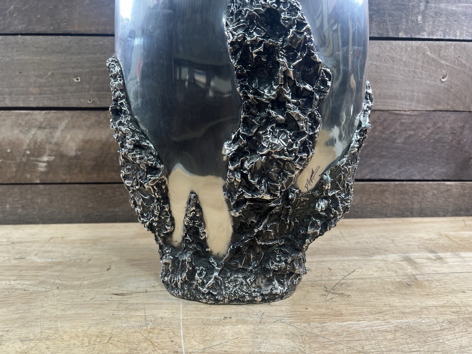 D’Argenta Mexico Sima Abraham Signed Silver Plated Sculptured Vase