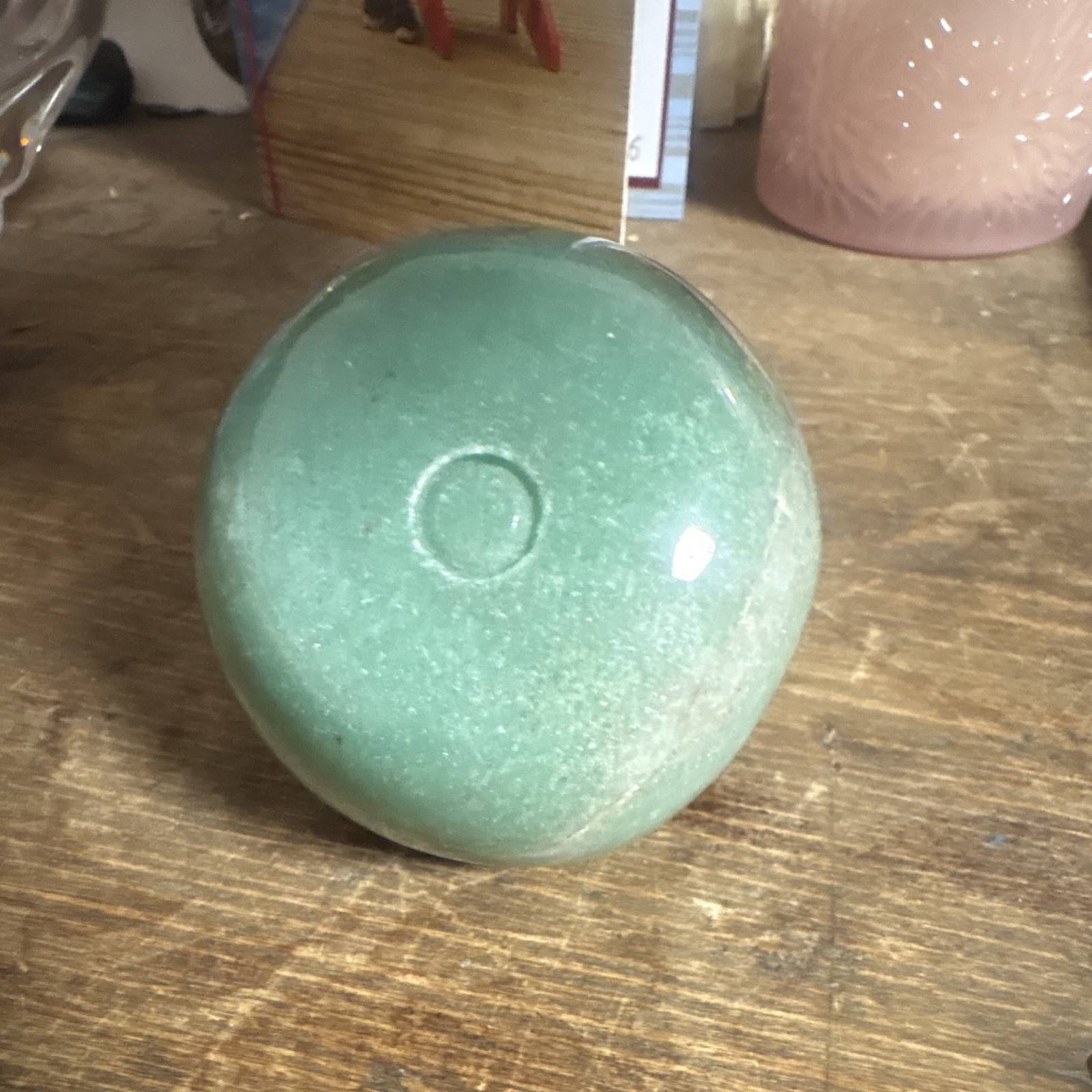 Green aventurine Apple Figurine Collectible Decor, Glossy Glazed Finish