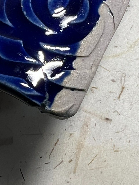Studio Pottery,handmade art pieces, w/candles, impressed designs,cobalt/blue,Exc