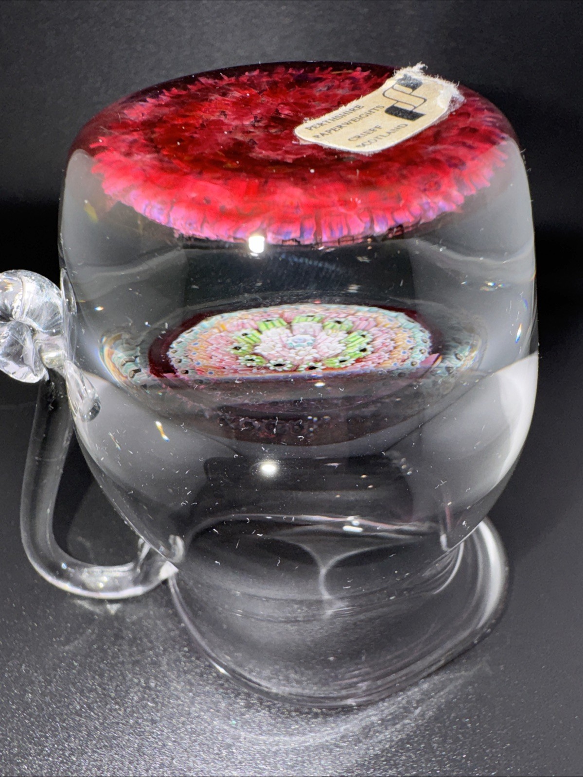 PERTHSHIRE Crieff Scotland Millefiori Paperweight/Pitcher/Creamer Small Glass 4”