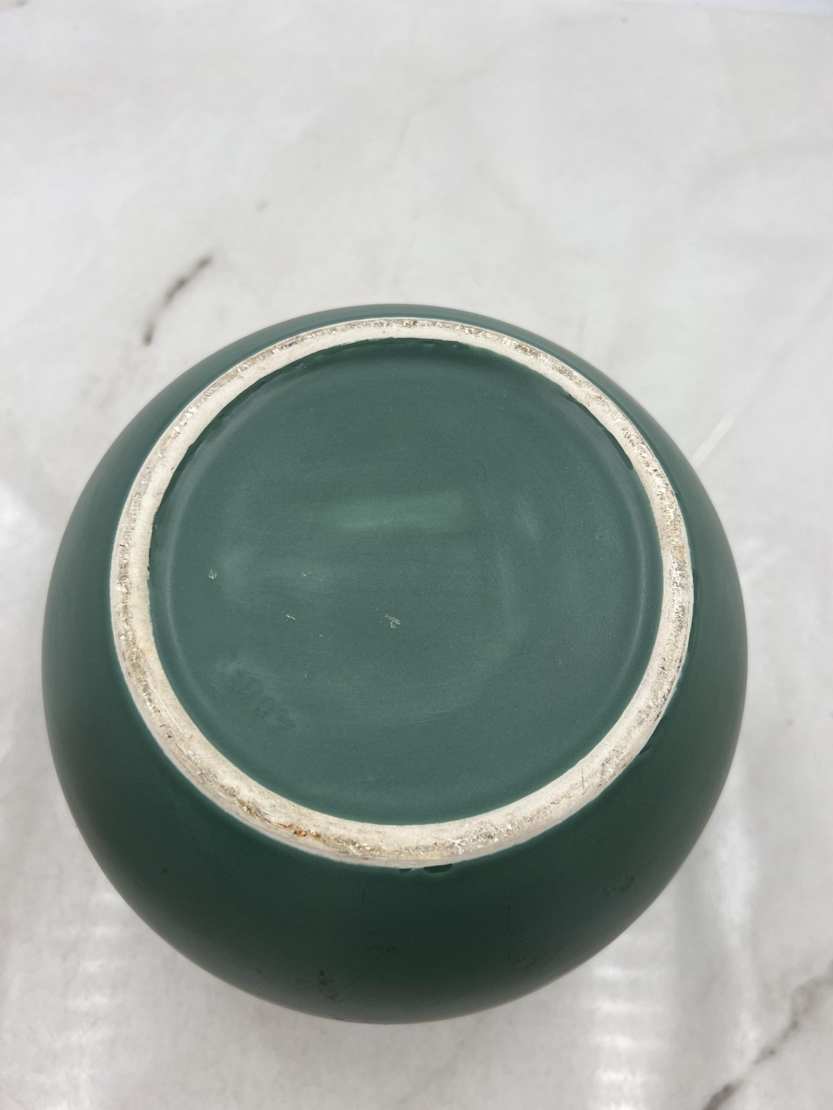 Contemporary Matte Green Ceramic Bowl Vase Modern Minimalist 7″ x 8″ Home Decor