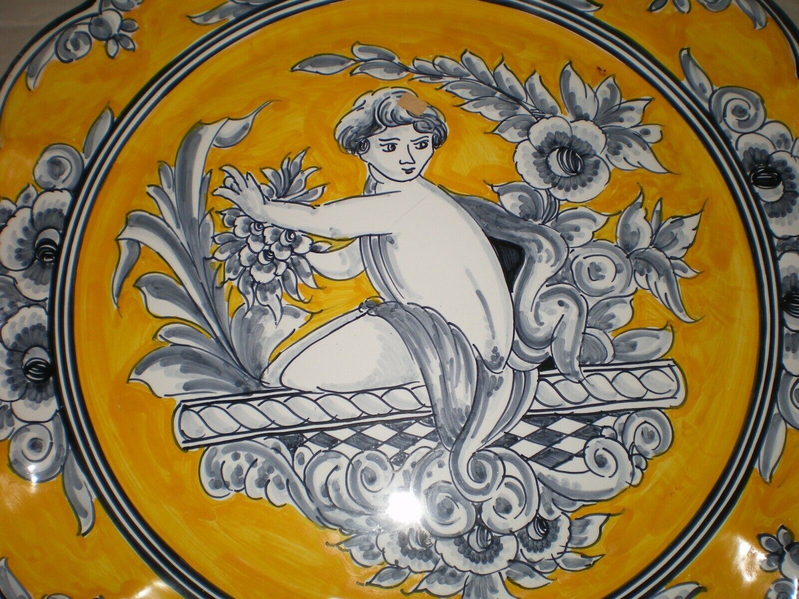 2 Puente 15.75″ Pottery Ceramic Wall Art Platter Male Female Boy Girl w/ Birds