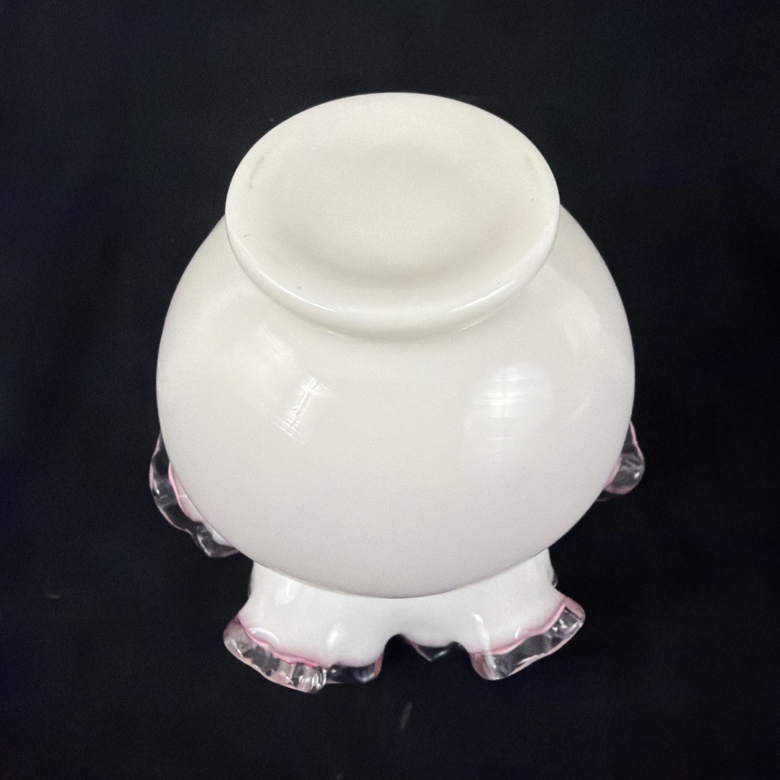 Fenton Glass Peach Crest Pink Cased Bud Vase Double Crimped White and Pink VTG