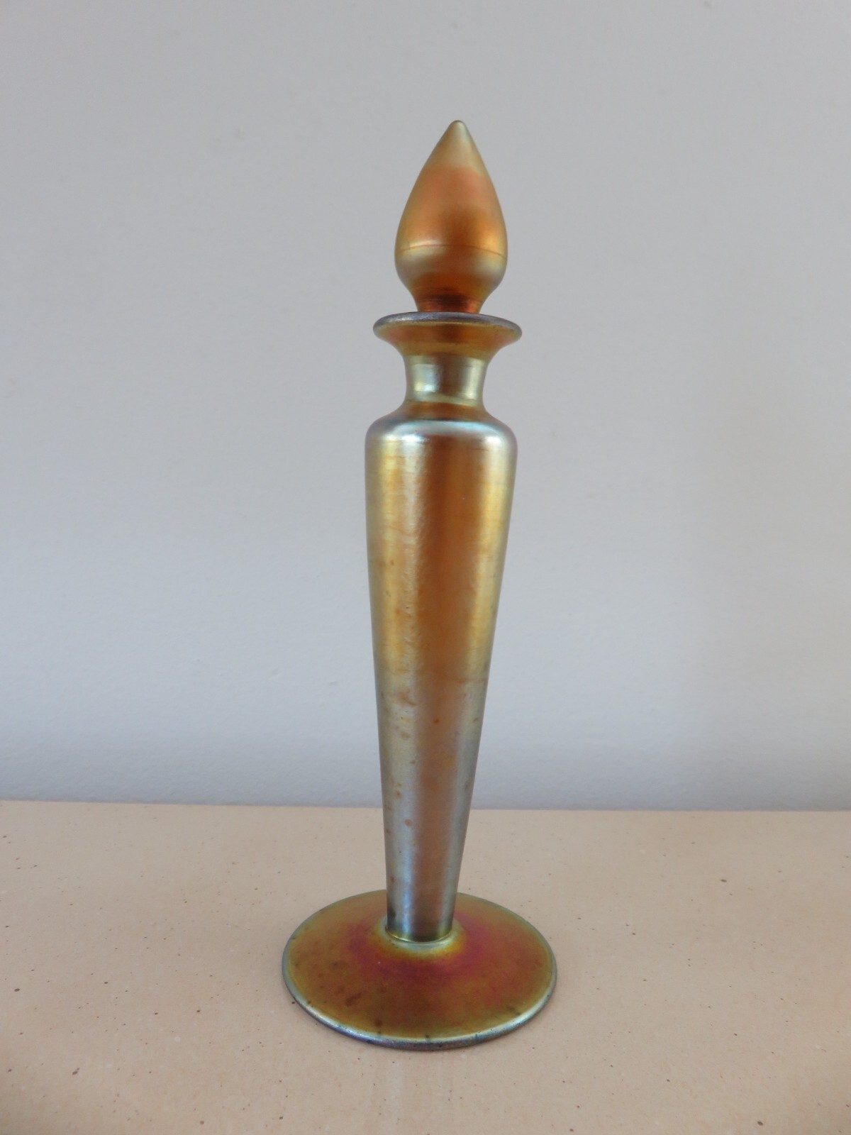 Carder Steuben Gold Aurene Perfume / Cologne Bottle Shape 1414 – 7&1/2″ Tall