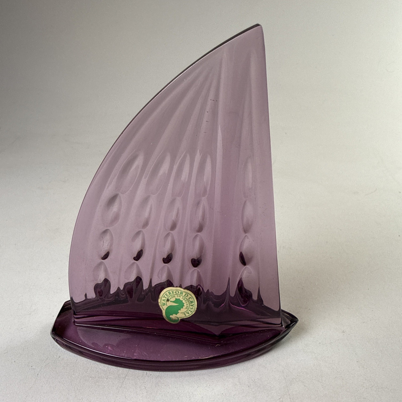 Waterford Crystal Sailboat Purple Nautical Racing Dinghy Sailboat Has Sticker