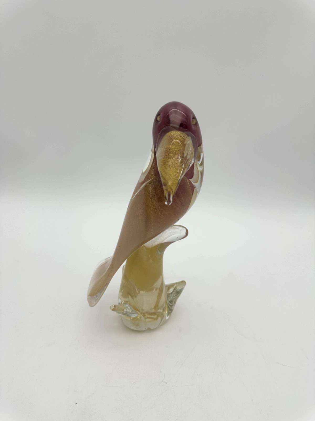 MURANO Glass Toucan Bird 12″ Italy Pink with gold flakes