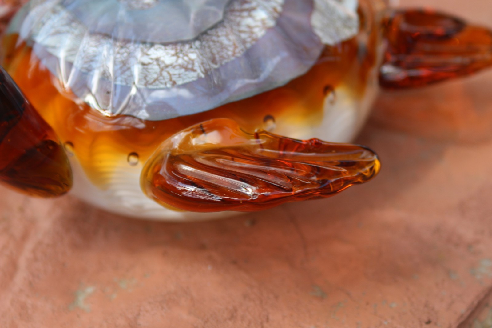 Murano Alfredo Barbini Art Glass Sea Turtle 7″ White Fenicio Swirl Sculpture