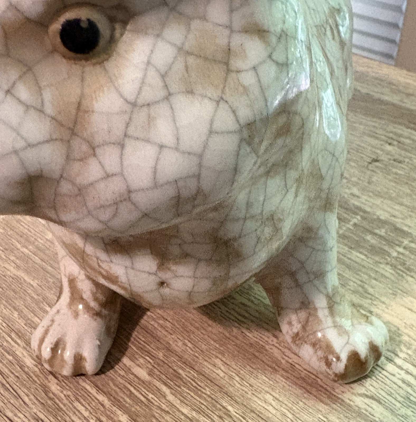 Antique Early 20th Century French Crackle Glaze Pottery Rabbit Large 8″ H