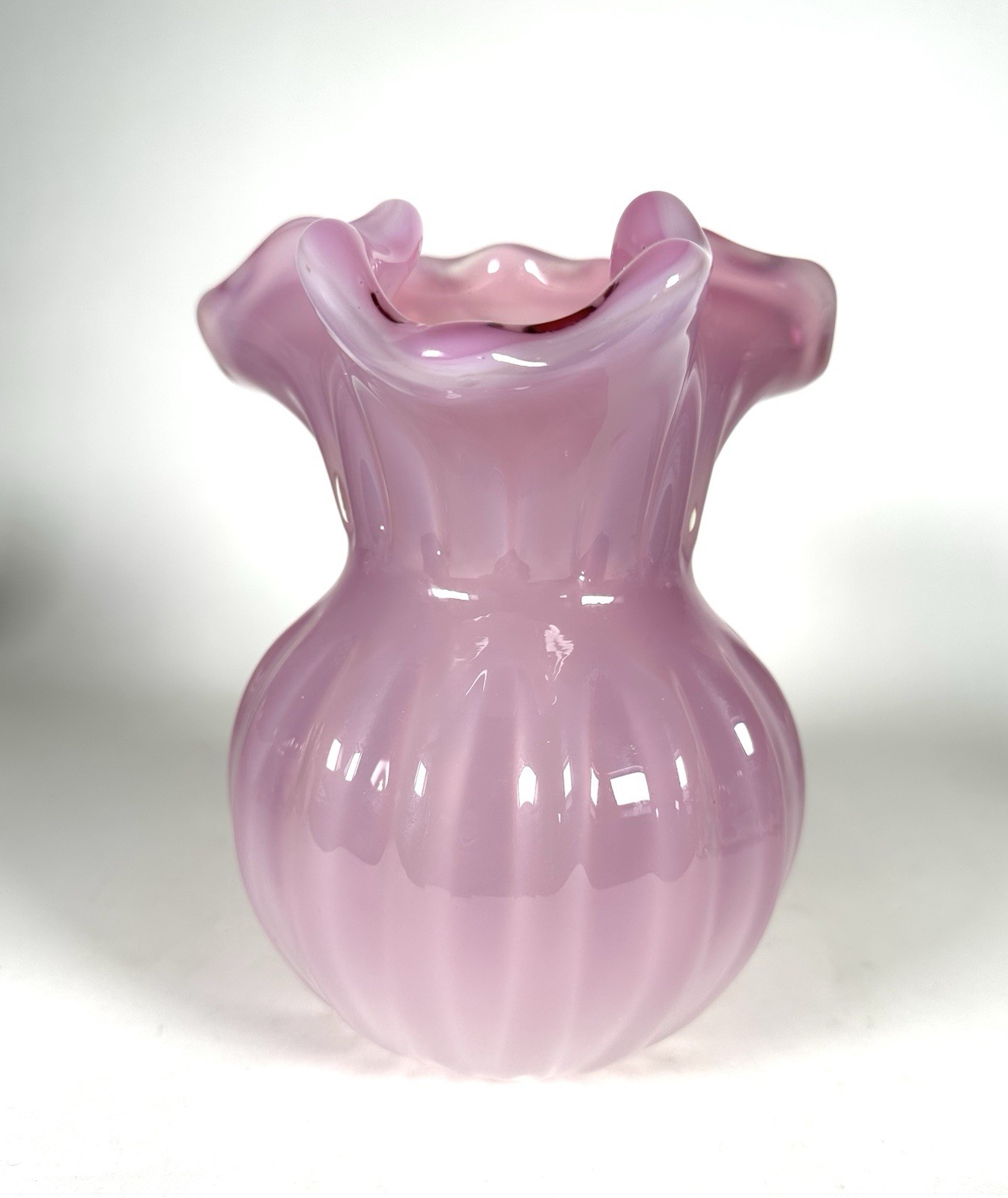 Seguso Murano Italy Pink Glass Vase Vintage Estate 5.5 Lbs. Beautiful