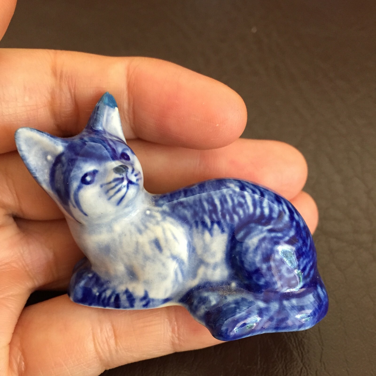 persian cat delft blue ceramic porcelain 1pc miniature other variation figurine
