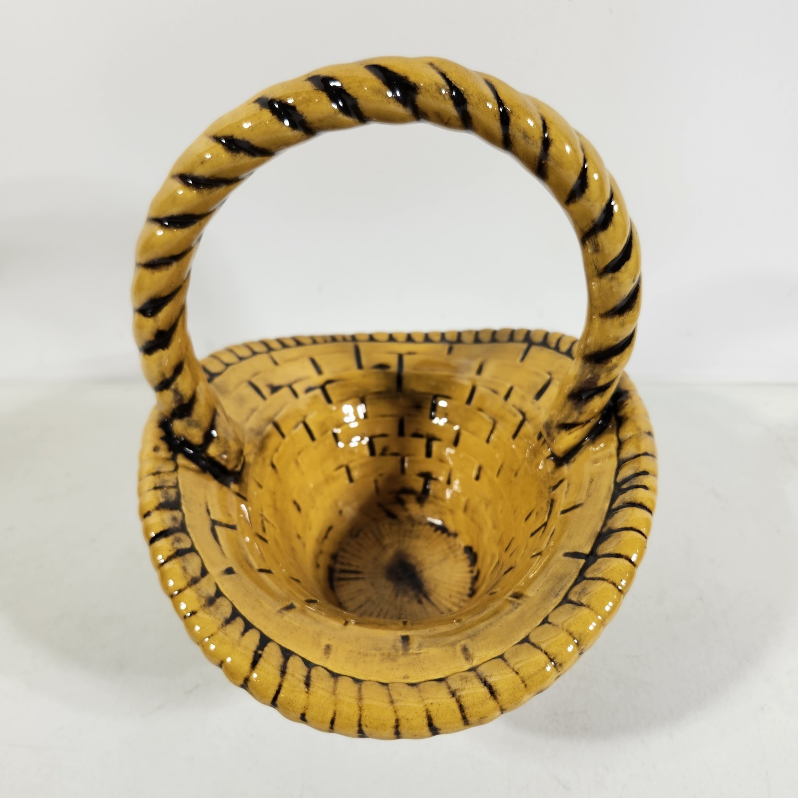 Vintage Easter Basket Ceramic Atlantic Mold Spring Handmade Classic Table Decor