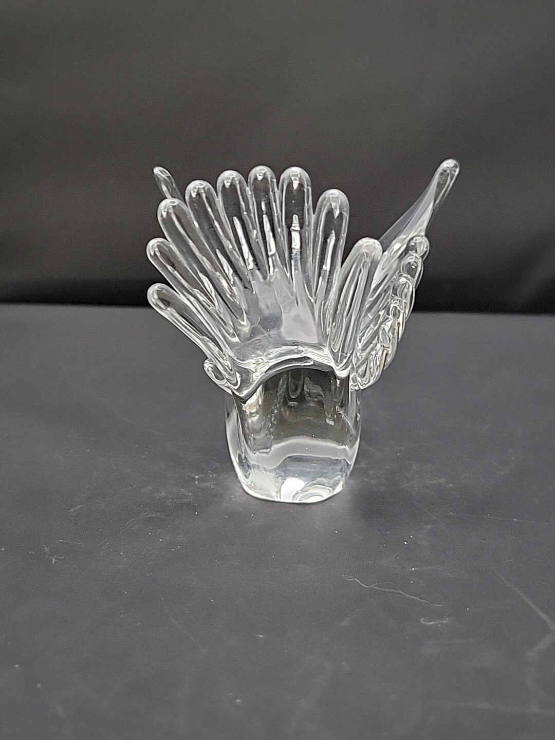 Murano Art Glass Bird Wings Up Clear Glass Paperweight Figurine V Nason Italy