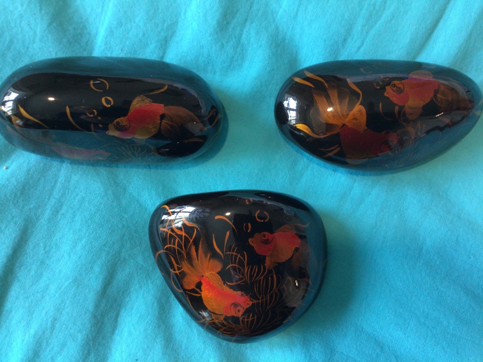 Dotasco vintage paperweights or pond stones, set of three