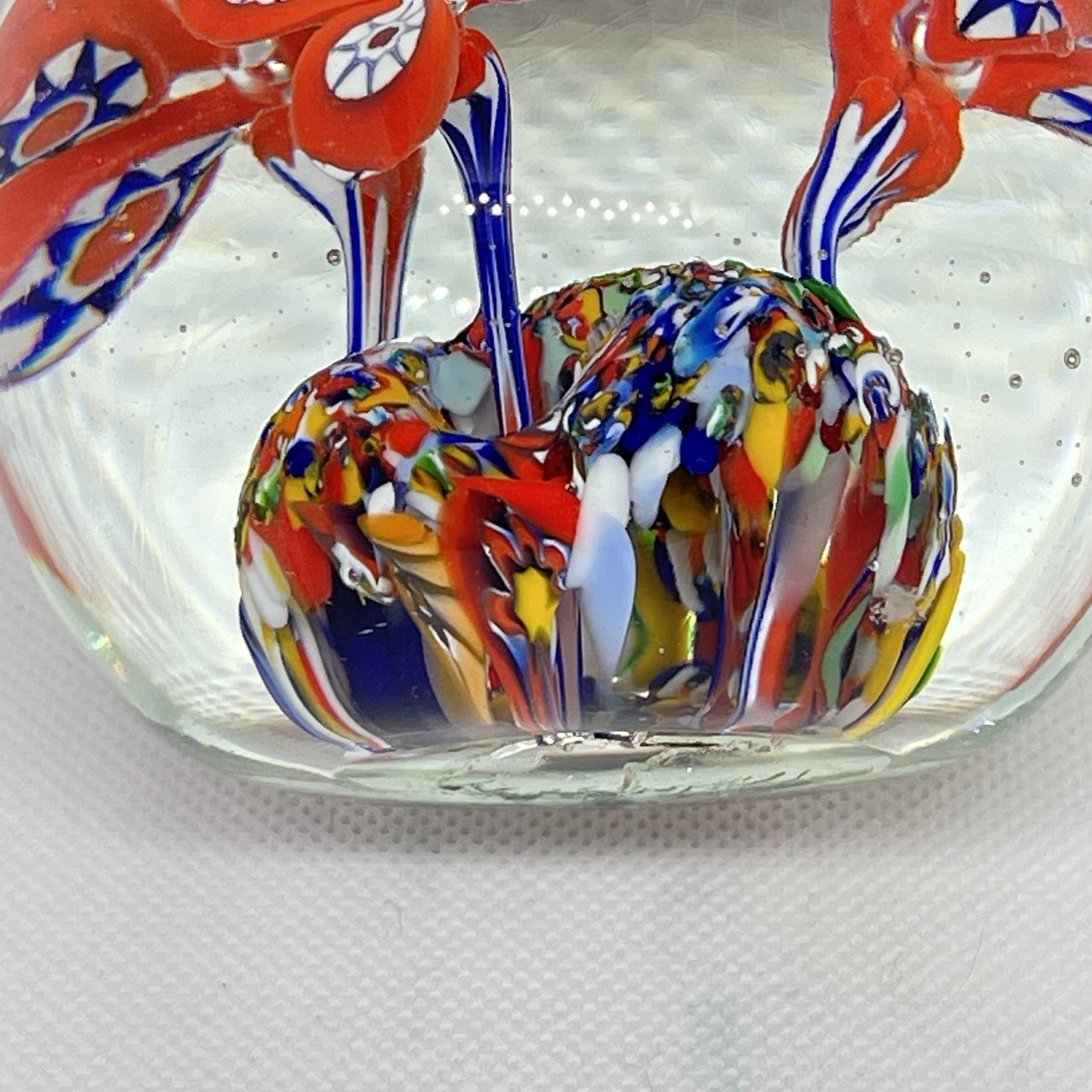 Gentile Glass Paperweight 3.25″ Millefiori Trumpet Flowers Multicolor – READ