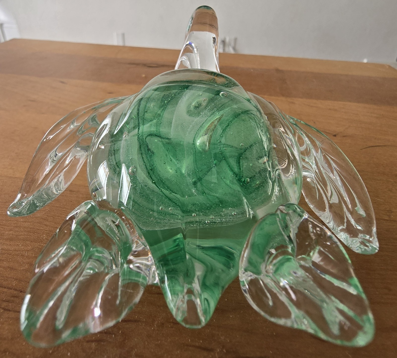 SEA TURTLE Murano Style Glass – Green Swirl Center – 4″ Inches