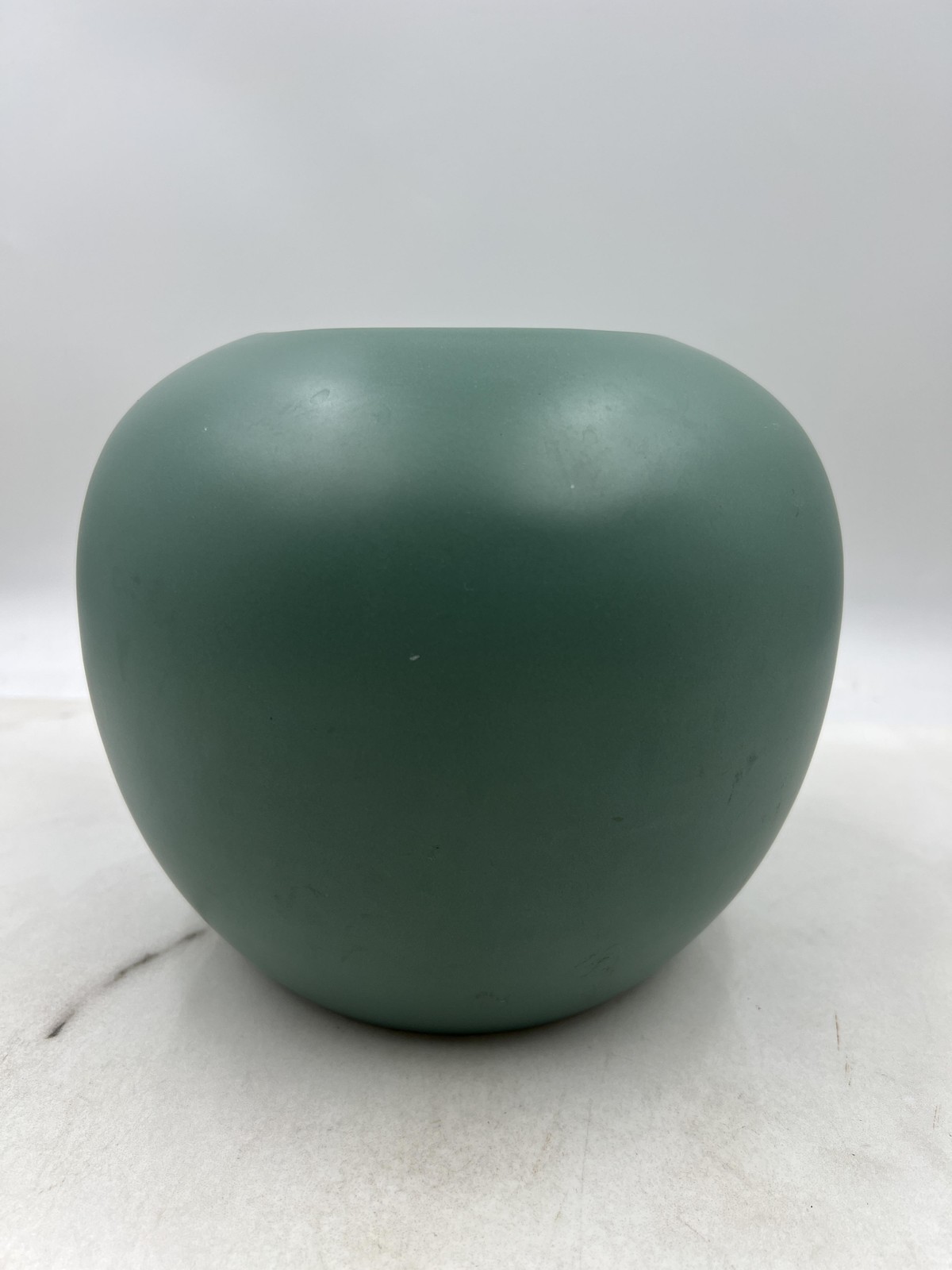 Contemporary Matte Green Ceramic Bowl Vase Modern Minimalist 7″ x 8″ Home Decor