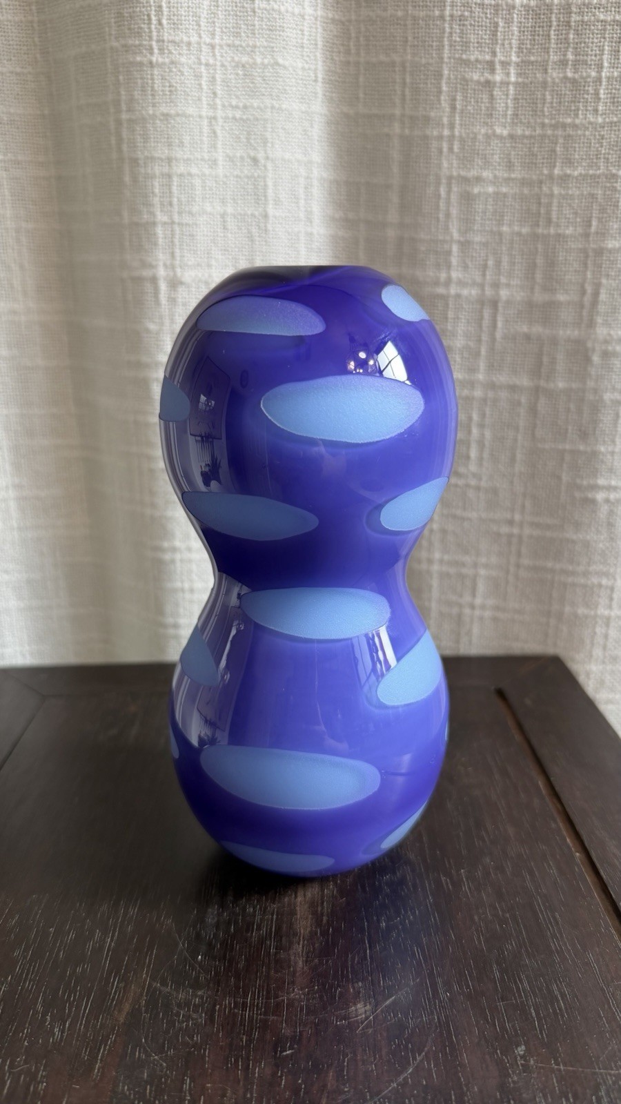 Kosta Boda By Gunnel Sahlin Contemporary Spotted Purple Glass Bulb Vase 7.5”