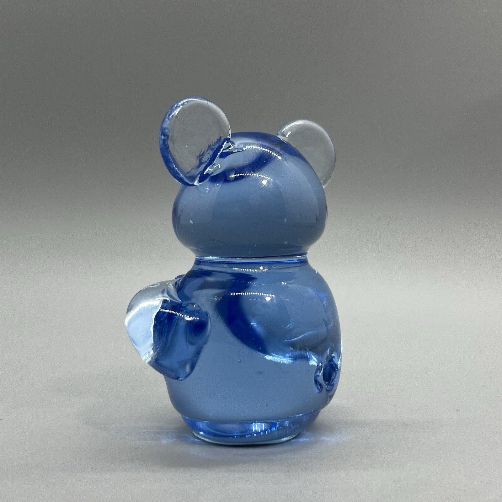 Vintage Blown Glass Blue Bear Paperweight US Commemorative Fine Arts Gallery