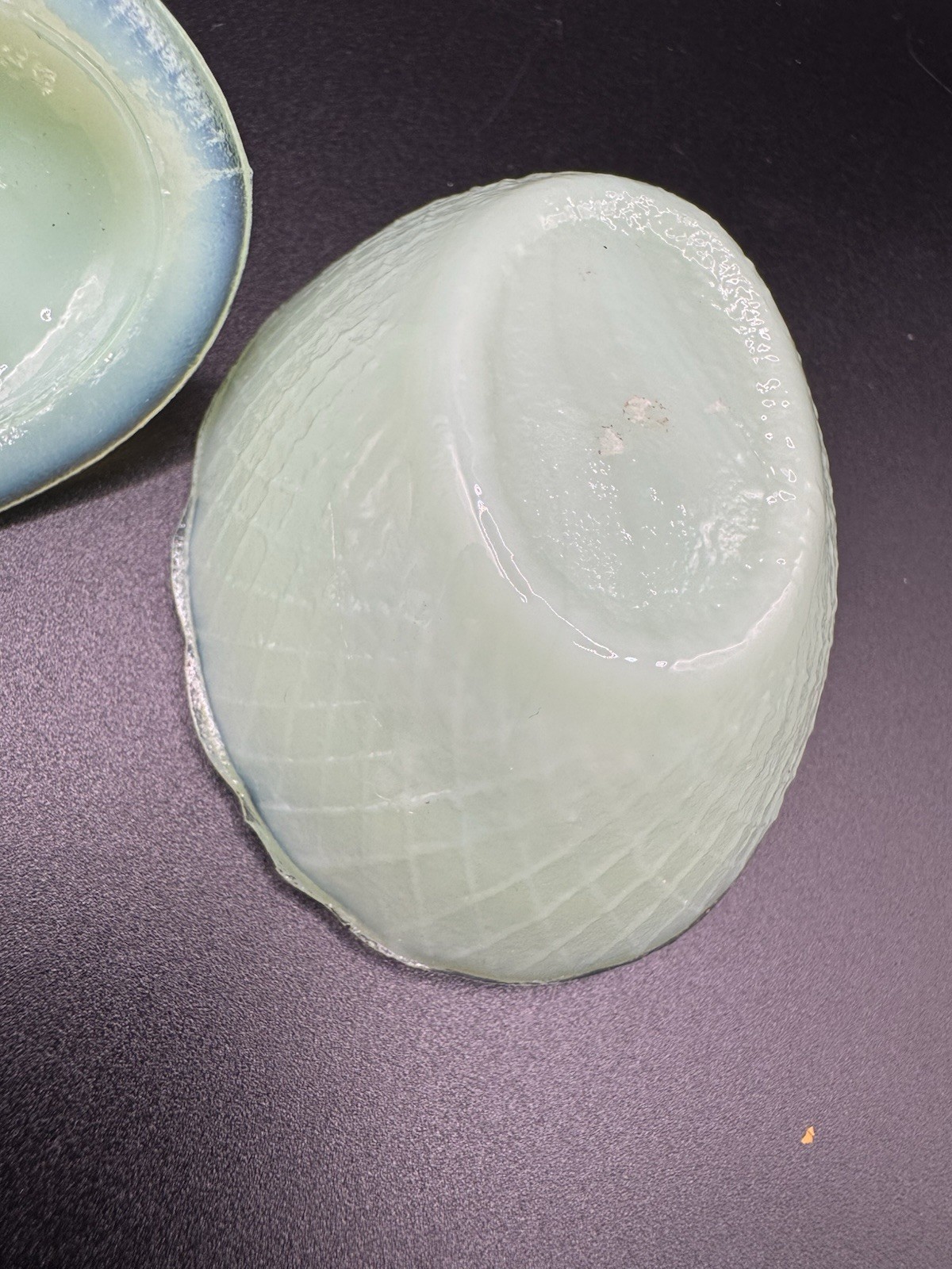 Vintage Hen on Nest Mini Jadeite Green Glass Salt Cellar Cottagecore