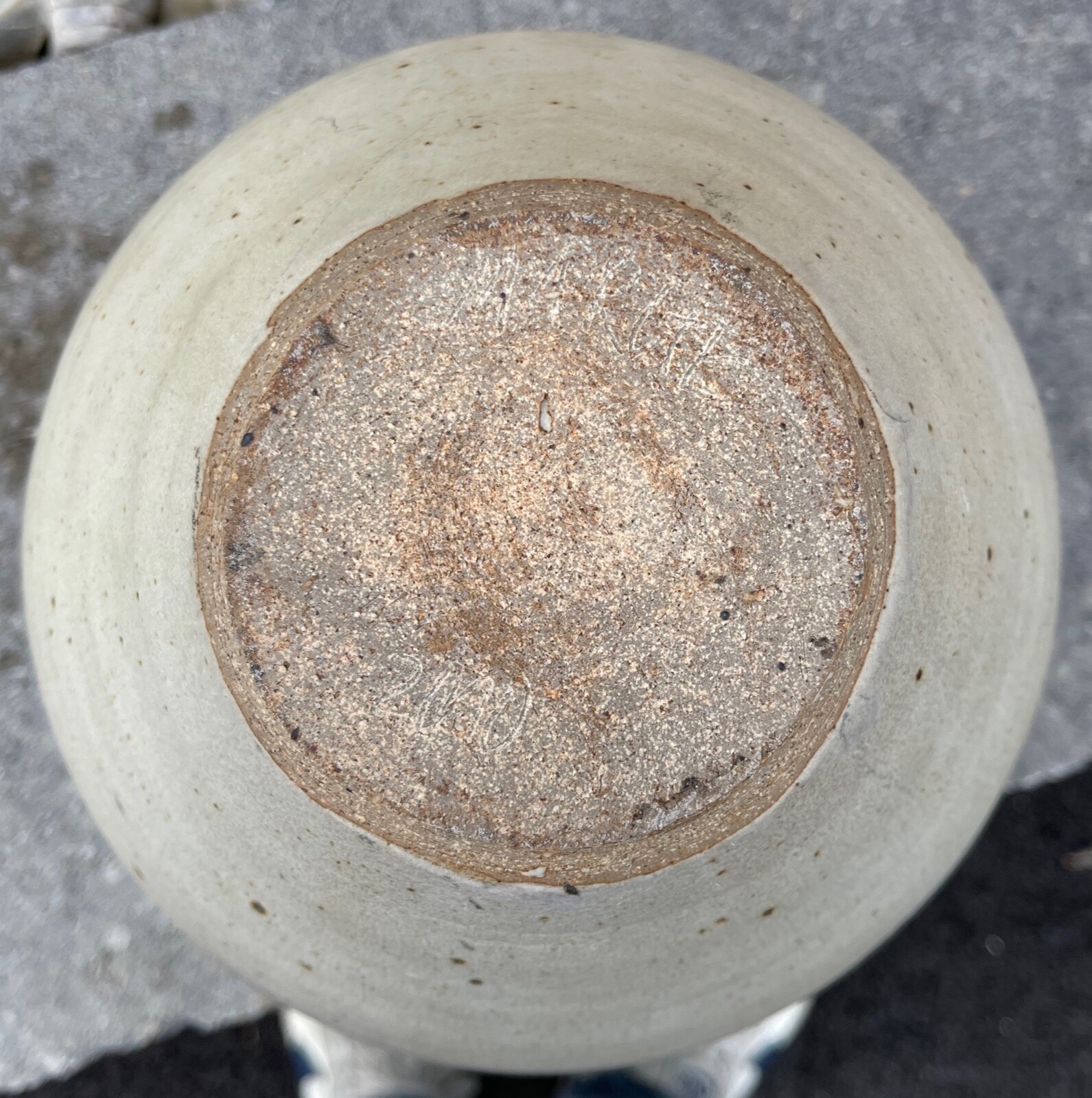 Decorative Contemporary Beige Gray Studio Pottery Ceramic Vase Modern Signed