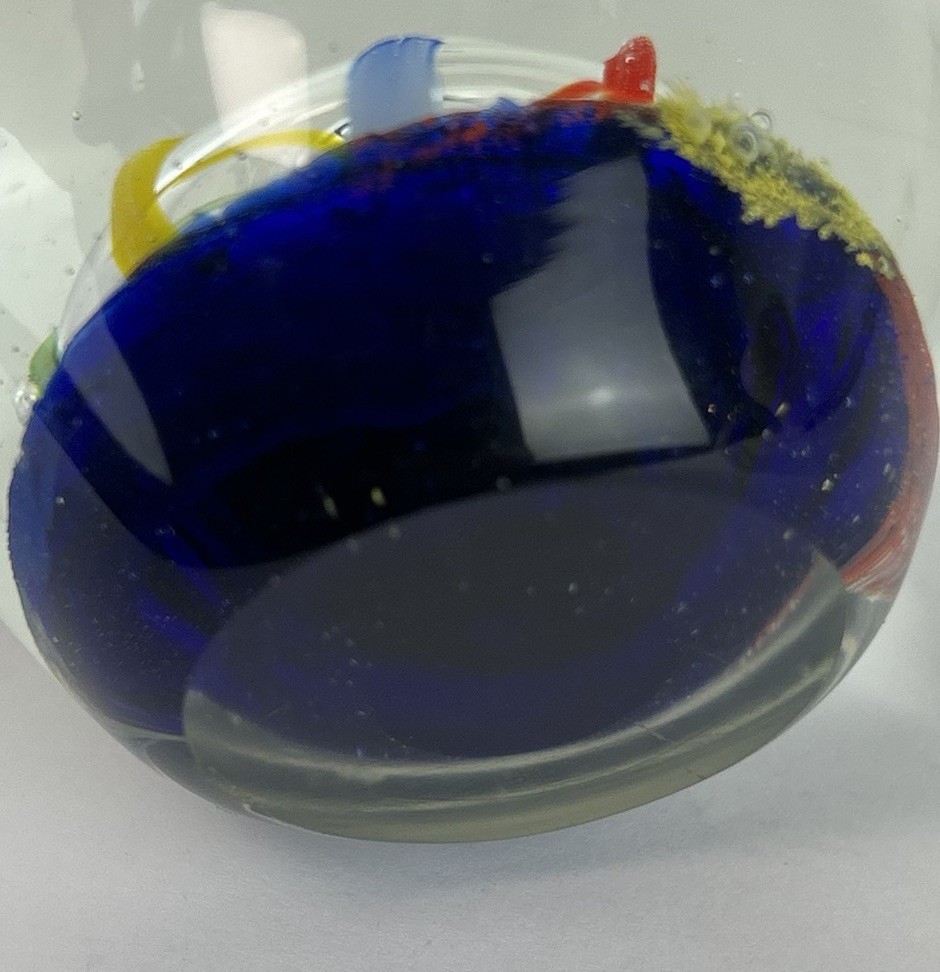 Vintage Art Glass Swirl Bubble Hand blown Paperweight Sulfur Press colorful