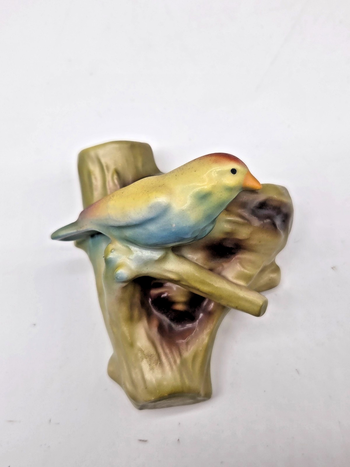 Vintage Ceramic Czech Hand Painted Wall Pocket Vase Bird on Nest